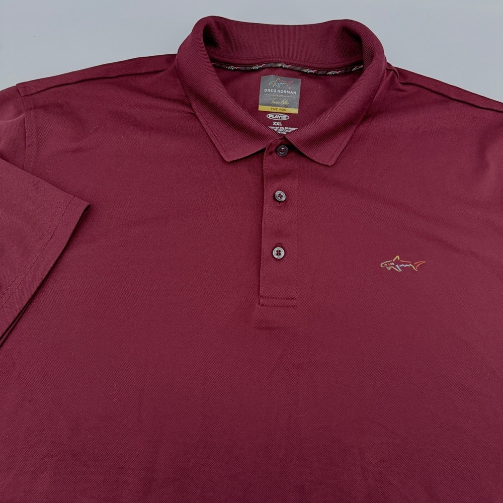 Greg Norman Tasso Elba Five Iron Play Dry Golf Polo Shirt Mens XXL Burgundy